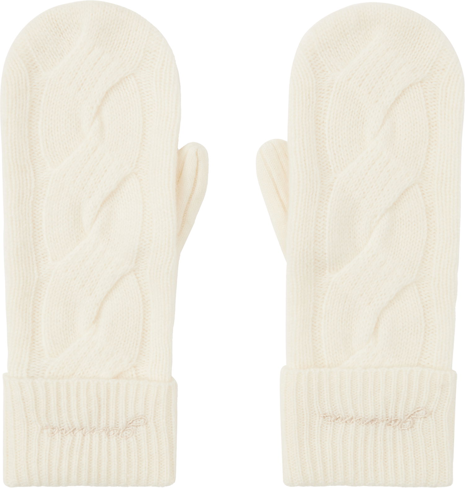 Handsker GANNI GANNI Cable Knit Cashmere Blend Mittens Hvid | A6491, 0