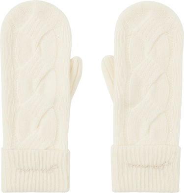 Handsker GANNI GANNI Cable Knit Cashmere Blend Mittens Hvid | A6491, 0