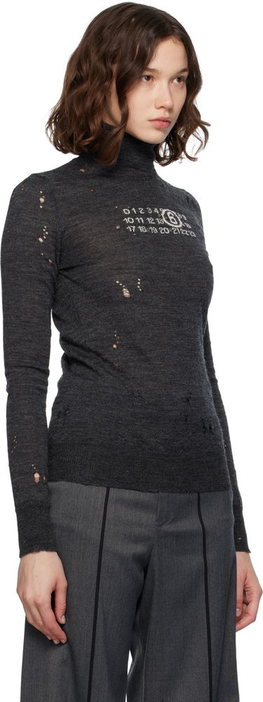 Sweater Maison Margiela MM6 Maison Margiela Distressed Wool Turtleneck Beige | S52HA0299 M13134, 4
