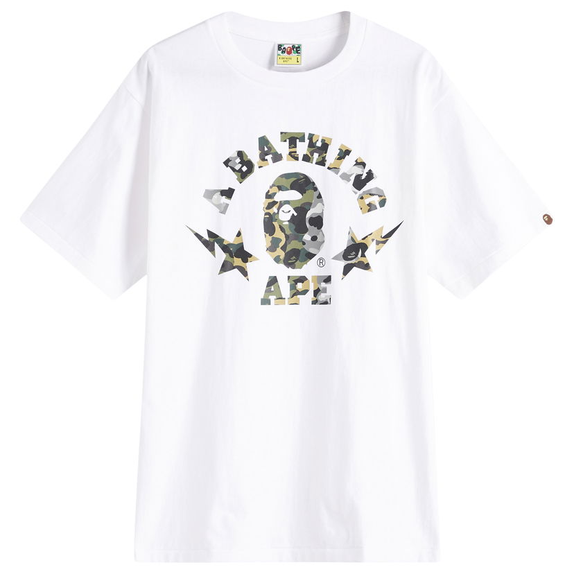 T-shirt BAPE 1St Camo Crazy Sta College T-Shirt, Size Large Hvid | 001TEL301016M-WHT