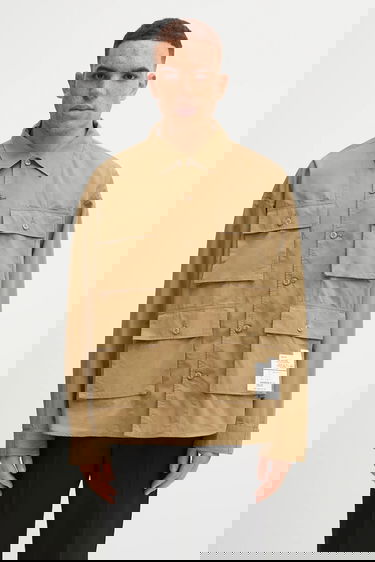 Skjorte Neighborhood NEIGHBORHOOD Utility Long Sleeve Shirt with Classic Collar, Regular Fit, Cotton Beige | 252AQNH.SHM04, 0