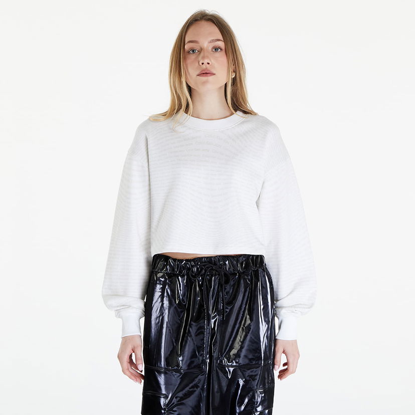 Sweatshirt CALVIN KLEIN Jeans Logo Short Crewneck Warp Logo White Hvid | J20J223072 0K9