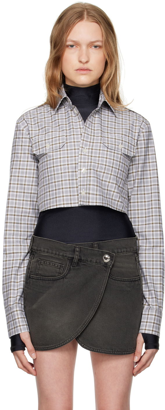 Skjorte Coperni Cropped Button Up Shirt Blå | COPCH43F2007