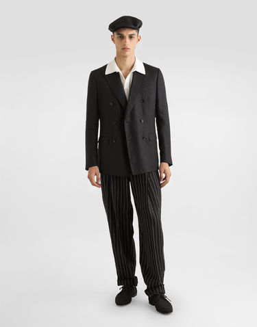 Bukser Dolce & Gabbana Dolce & Gabbana Pinstripe Linen-Blend Double Darts Pants Sort | GP10DTFR3F0S8053, 1