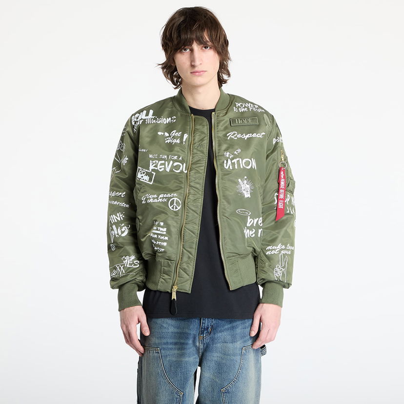 Bomberjakke Alpha Industries Alpha Industries MA-1 Peace Bomber Jacket Grøn | 156136-01