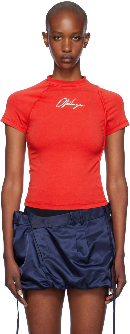 T-shirt Ottolinger Ottolinger Deconstructed T-Shirt Rød | 1150104621