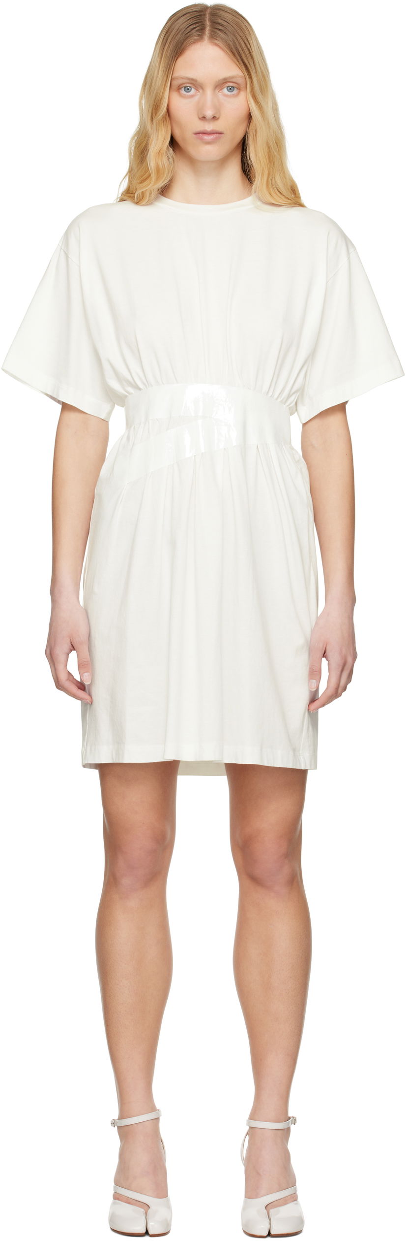 Kjole Maison Margiela MM6 Maison Margiela Taped Jersey Dress Hvid | S52DA0063 M20048