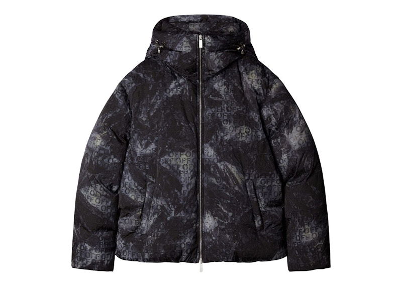 Puffer jakke Off-White Logo-Jacquard Puffer Jacket Sort | OMEJ003F23FAB0011000