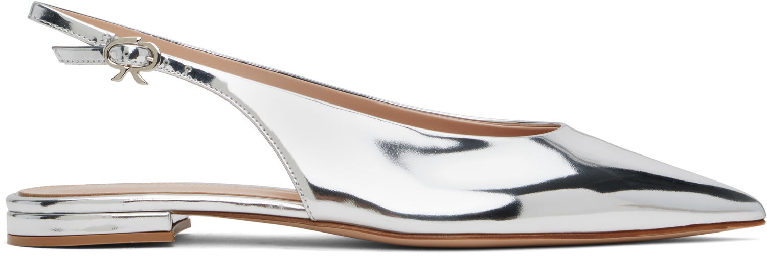 Sneakers og sko Gianvito Rossi Gianvito Rossi Robbie Sling Ballerina Flats Metalisk | G95546-05RIC-MET, 0