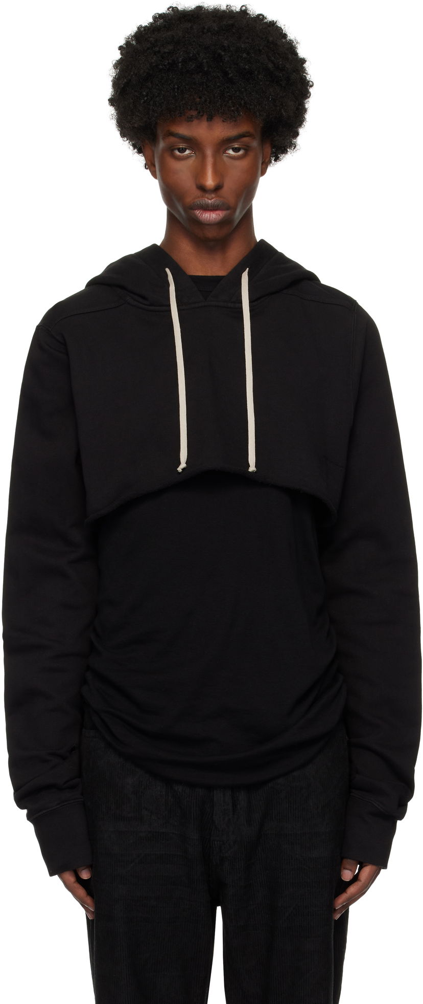 Sweatshirt Rick Owens Porterville Cropped Hoodie Sort | DU02D2257 FP