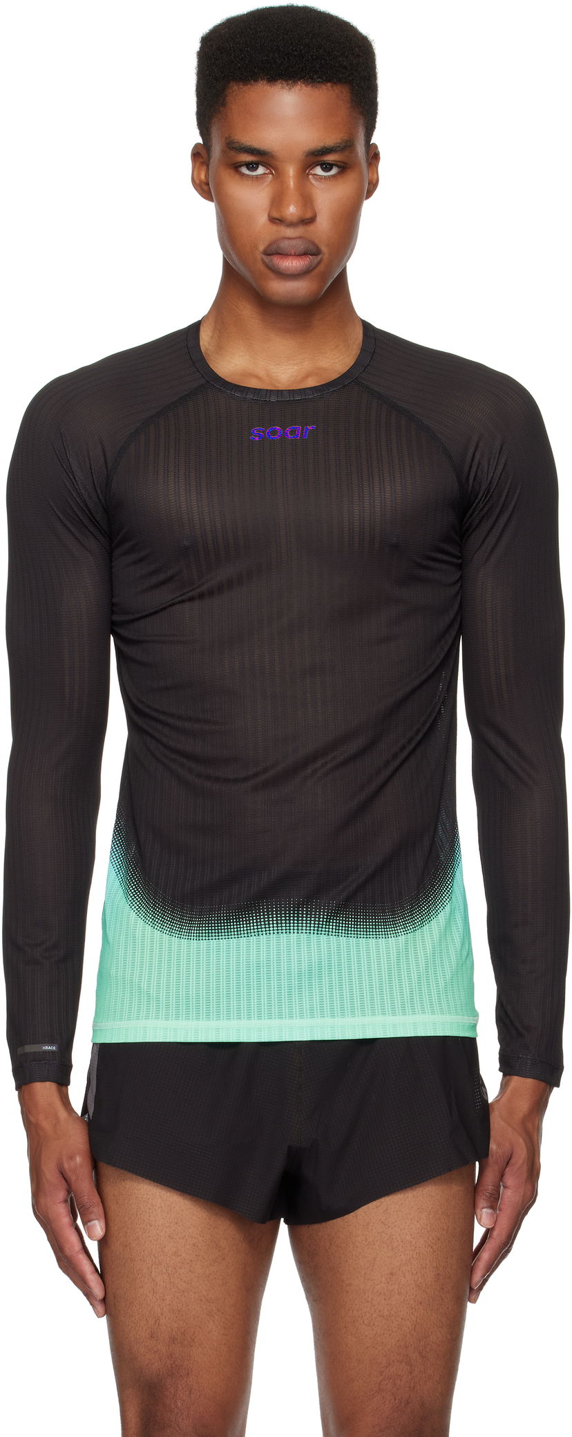 T-shirt Soar Running Soar Running Race Base Layer T-Shirt Sort | SBL2M-BLK/BLU