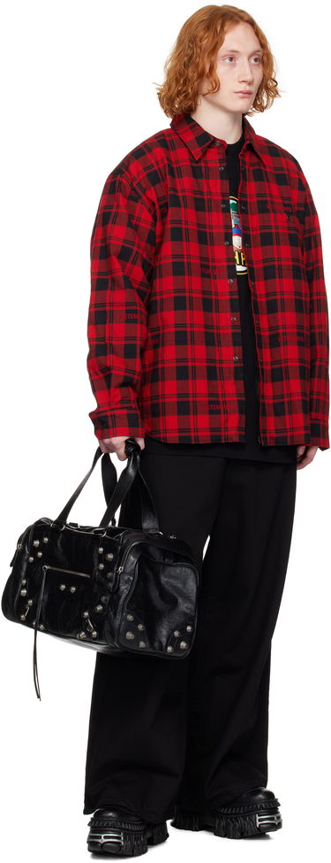 Skjorte VETEMENTS Vetements Padded Flannel Overshirt Rød | UA66SH460R, 3