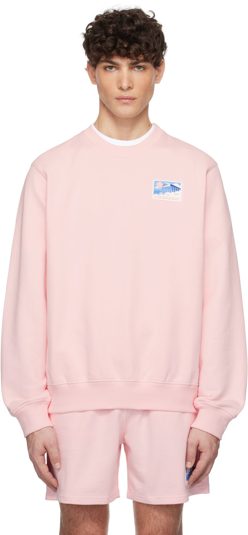 Sweatshirt Casablanca Temple Patch Classic Sweatshirt Lyserød | MPS25-JTP-293-04
