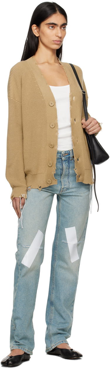 Sweater Maison Margiela MM6 Maison Margiela Eaten Knit Cardigan Beige | SH0HP0008 M13089, 3