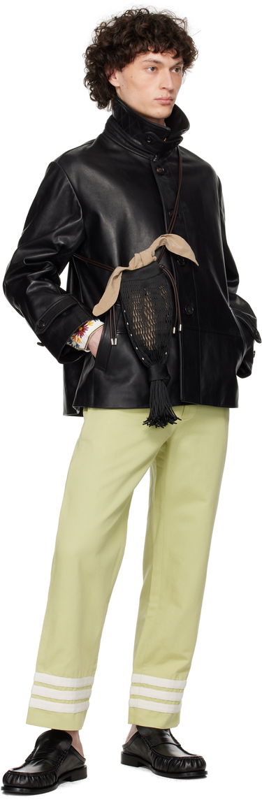 Jakke Bode Bode Cropped Continental Leather Jacket Sort | MRS25OW001, 3