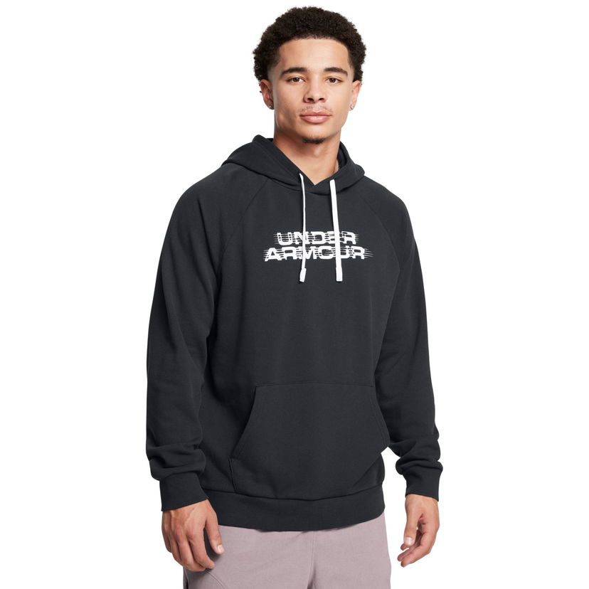 Sweatshirt Under Armour Rival Fleece Textured Glitch Hoodie Sort | 1389428-001