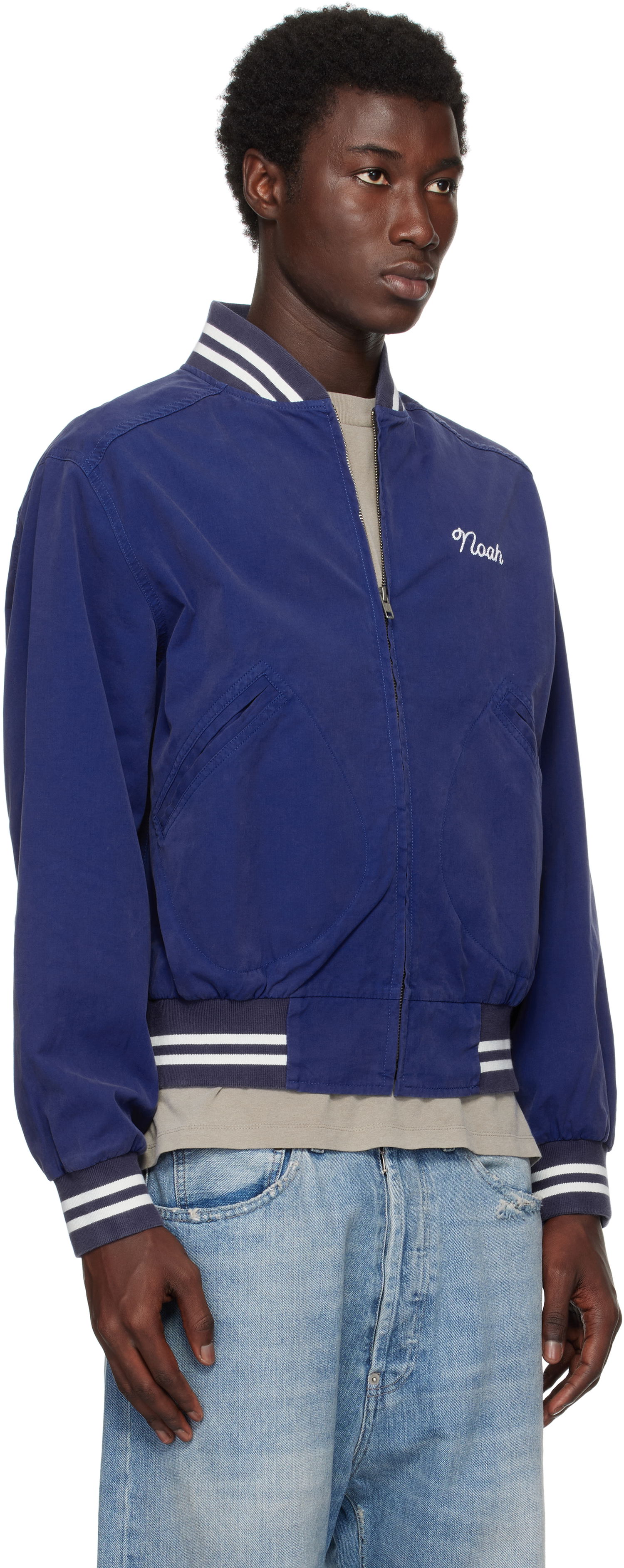 Bomberjakke Noah Noah Cotton Varsity Jacket Blå | OW086SS25ROY, 1