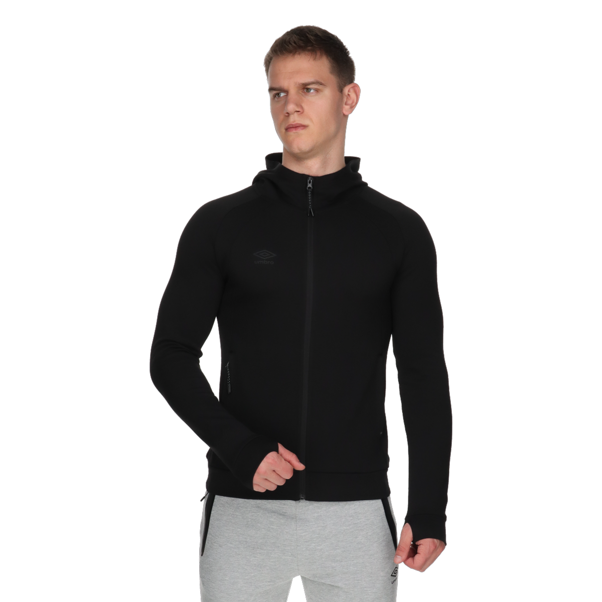 Sweatshirt Umbro Hooded Full-Zip Performance Jacket with Thumbholes Sort | UMA251M609-01, 0