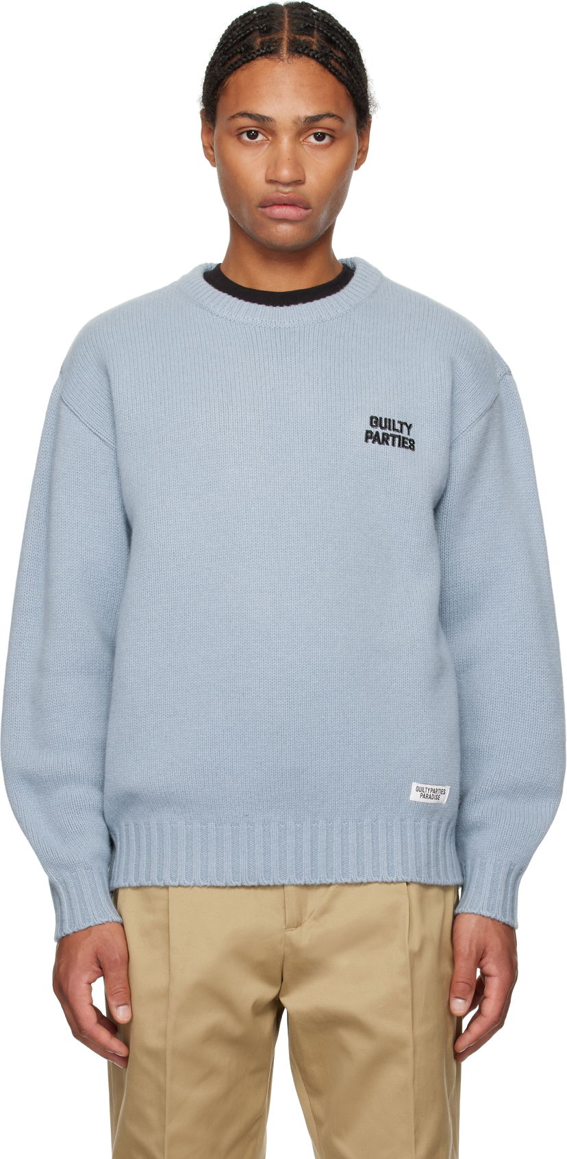 Sweater WACKO MARIA Sweater Classic Knit Blå | 24FW-WMK-KN07