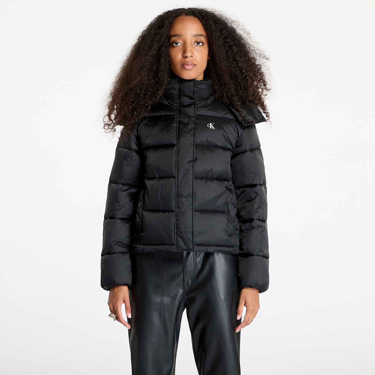 Puffer jakke CALVIN KLEIN Shiny Monologo Jacket Sort | J20J224616 BEH, 1