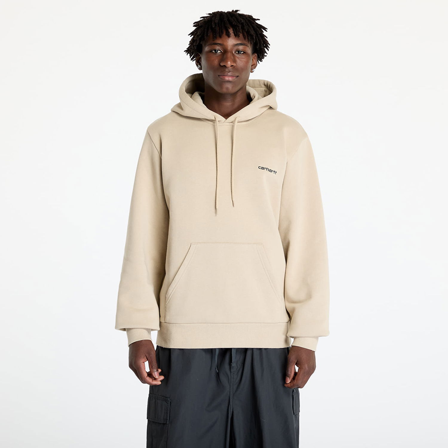 Sweatshirt Carhartt WIP Hooded Script Embroidery Sweat Wall/ Black Beige | I033658.AWXX., 0