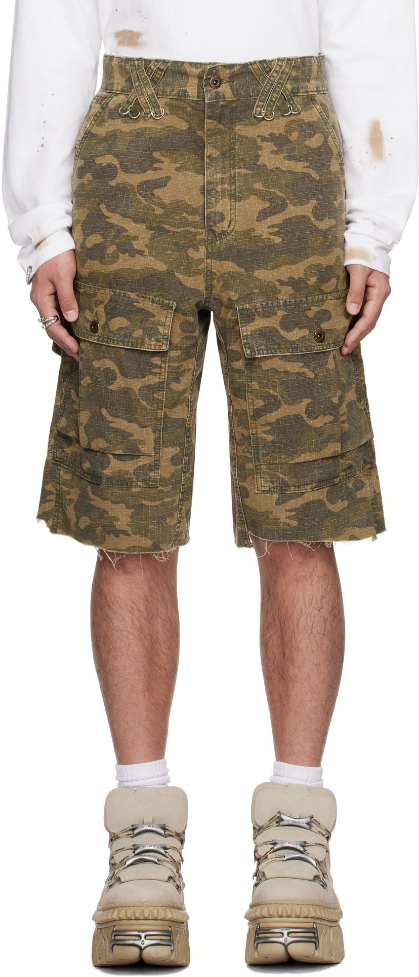 Shorts We11done We11done Camo Vintage Shorts Grøn | WD-PT0-25-230-M-MX
