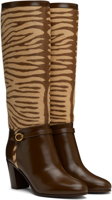 Tøj Valentino Valentino Garavani Pattie Zebra-Print Tall Boots Brun | 6W2S0LD6SHF, 3