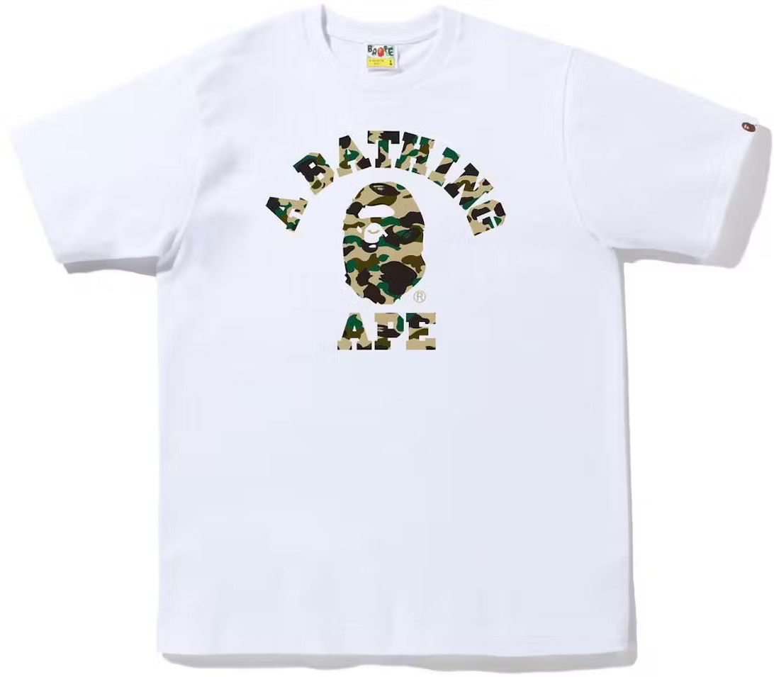 T-shirt BAPE 1st Camo College Tee Hvid | 001TEH301009X, 0