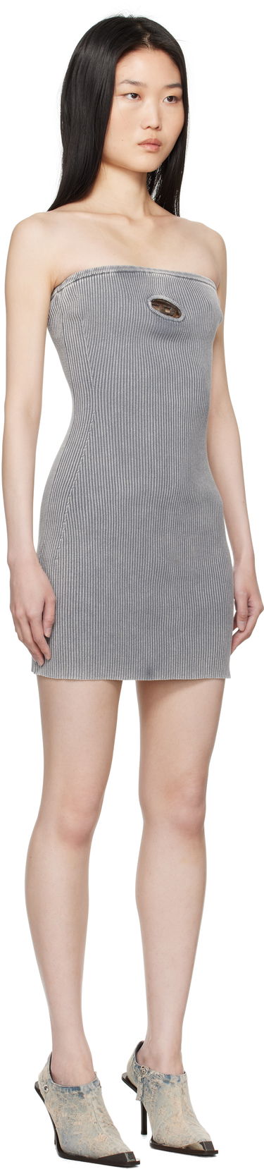 Kjole Diesel Ribbed Cutout Mini Dress Grå | A16282 0DBDI, 1