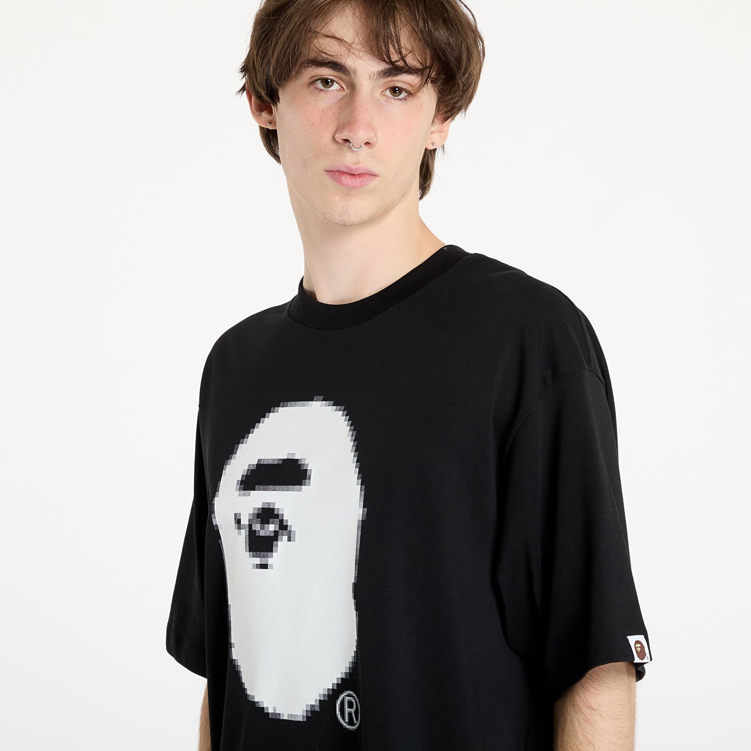 T-shirt BAPE Pixel Ape Head Relaxed Fit Tee Black Sort | 001TEK801348M BLK, 1