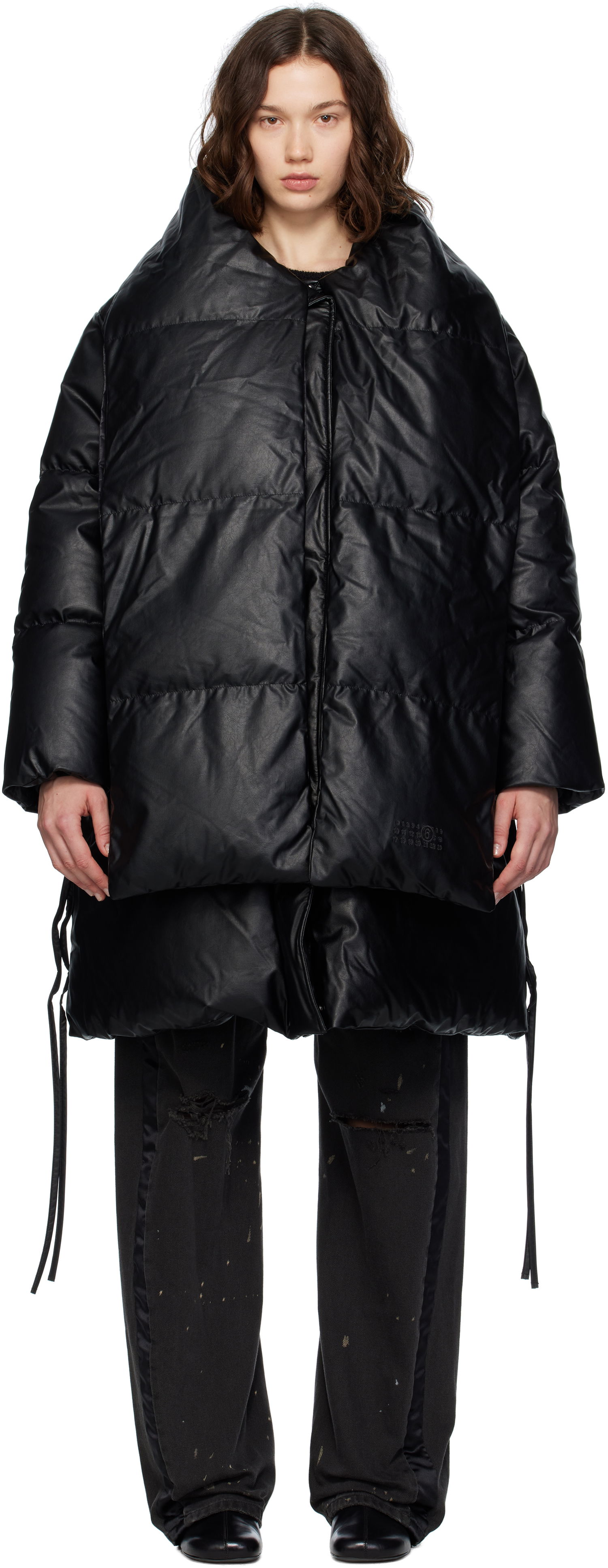 Puffer jakke Maison Margiela MM6 Maison Margiela Faux-Leather Puffer Jacket Sort | S52AA0193 S53057, 0