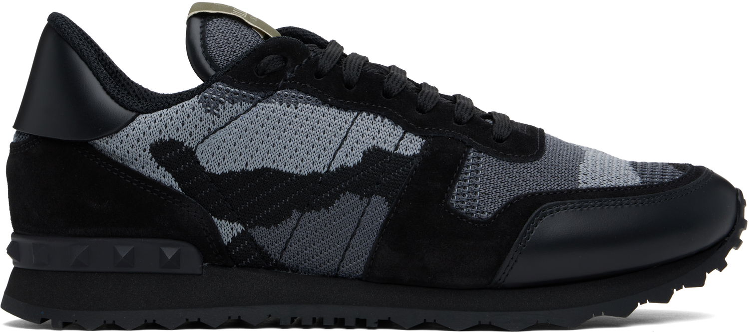 Skopleje Valentino Valentino Garavani Rockrunner Mesh Camouflage Sort | 6Y2S0723QRK, 0
