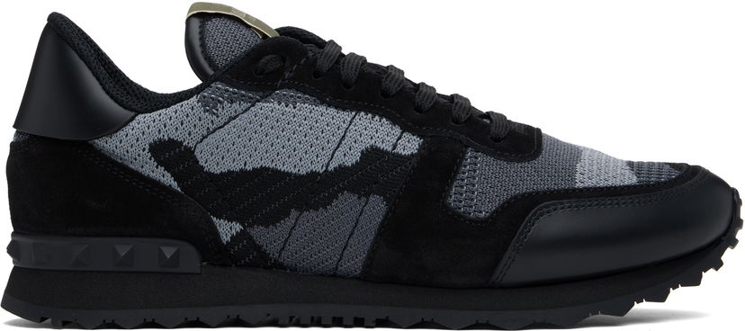 Skopleje Valentino Valentino Garavani Rockrunner Mesh Camouflage Sort | 6Y2S0723QRK