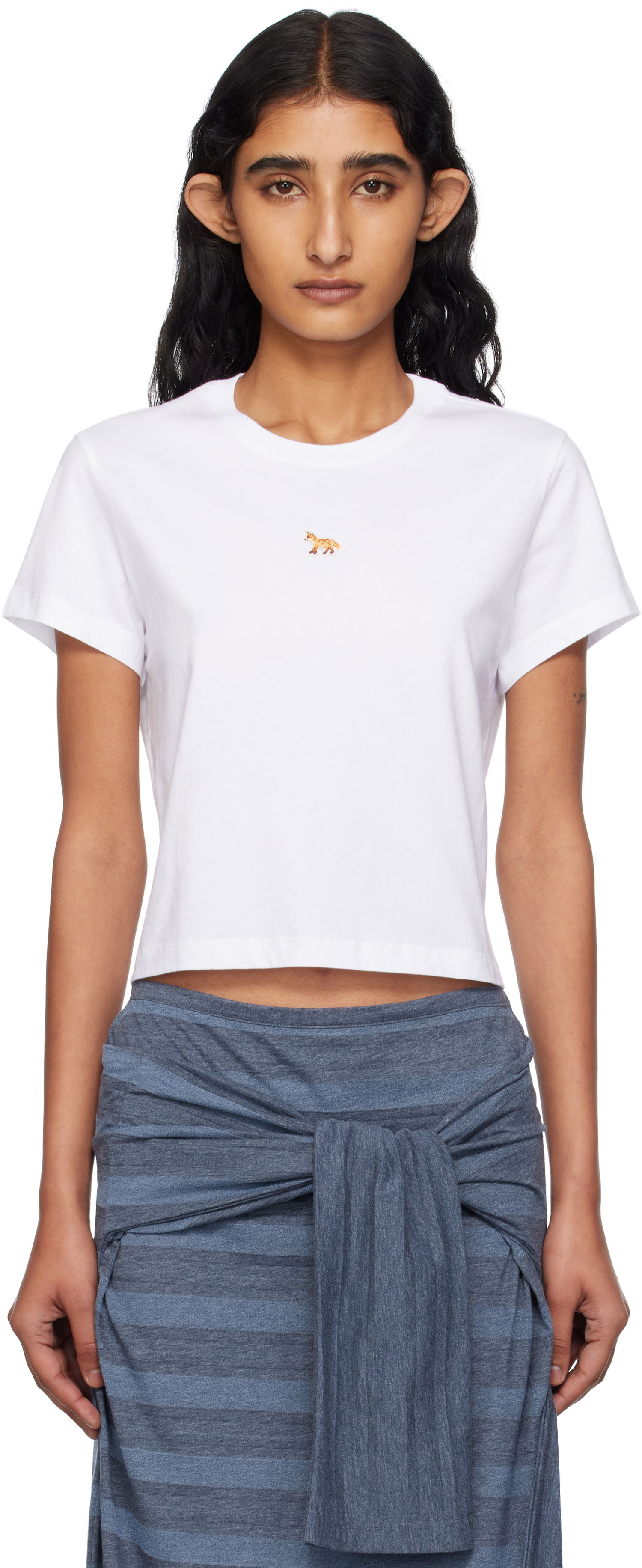 Crop top MAISON KITSUNÉ Maison Kitsuné Baby Fox Cropped T-Shirt Hvid | PW00111KJ7026, 0