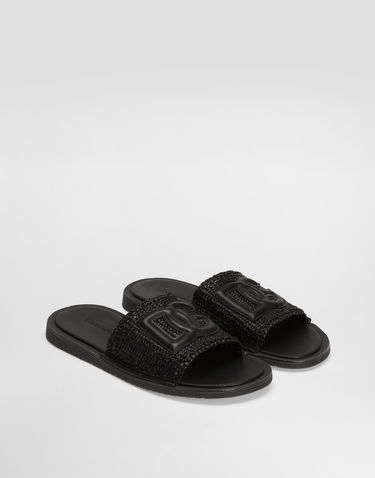 Tilbehør Dolce & Gabbana Dolce & Gabbana Raffia Crochet Slippers Sort | A80519A9Q988B956, 1