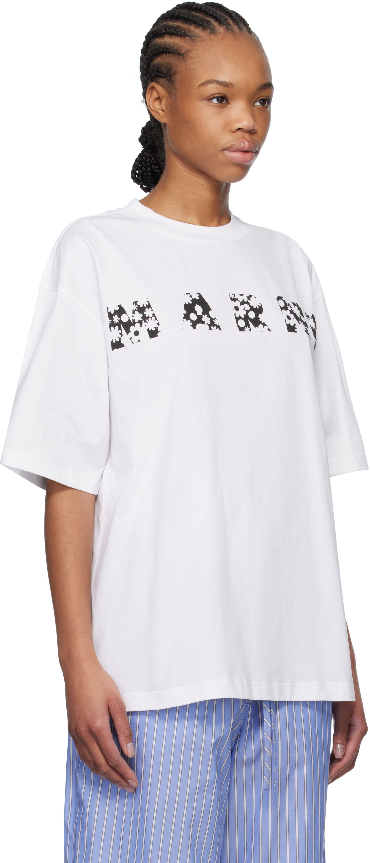 T-shirt Marni Marni Pop Fields Logo T-Shirt Hvid | THJET49P15 USCX50, 1