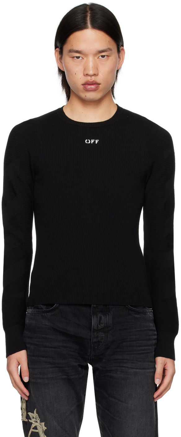 Sweater Off-White Black Diags Sweater Sort | OMHE171C99KNI0041010