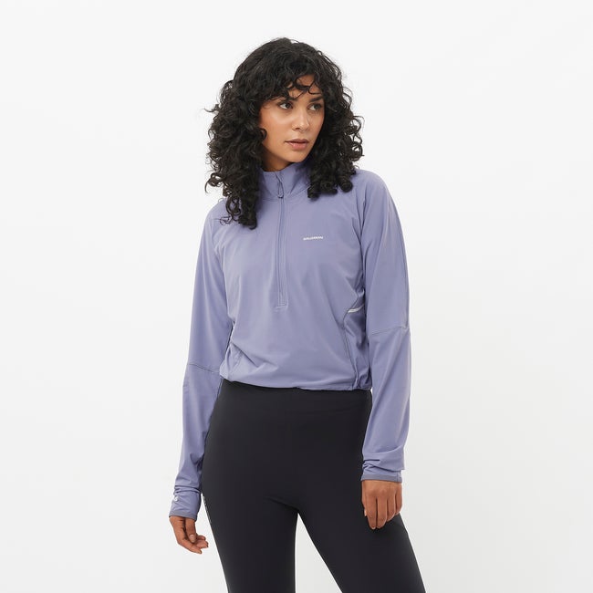 Sweatshirt Salomon Aero Hybrid Cropped Quarter-Zip Pullover Lilla | LC2447500, 0