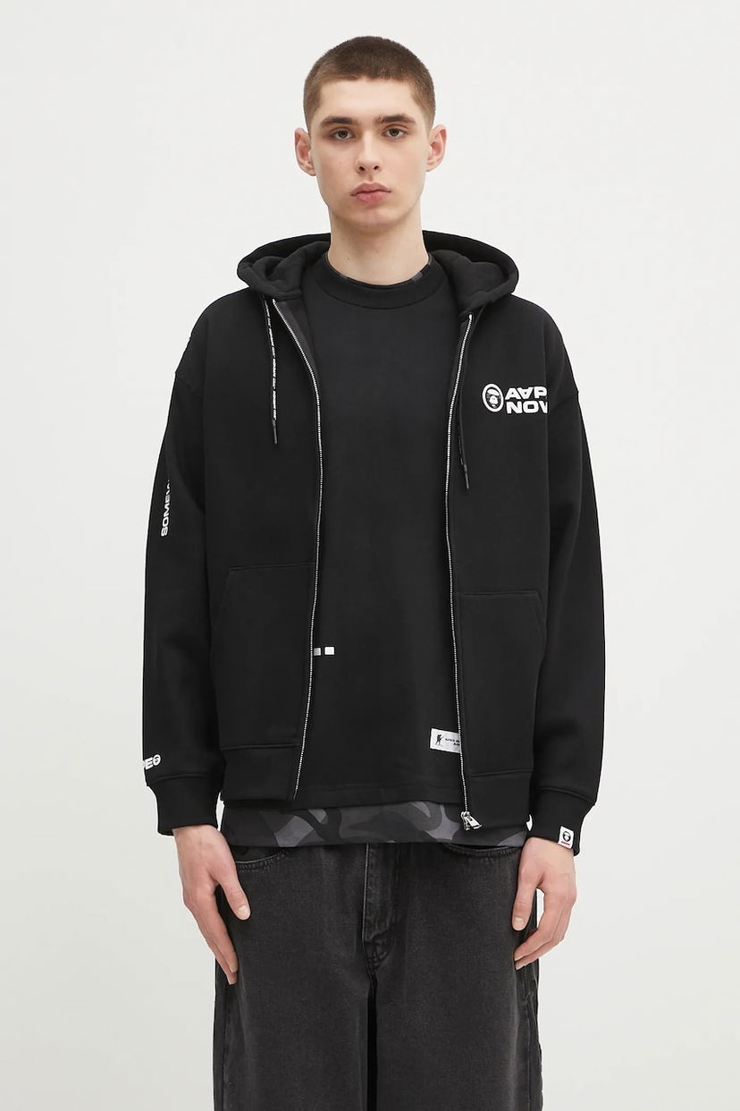 Sweatshirt AAPE by A Bathing Ape AAPE Now Zip Up Hoodie Sort | AAPSWMB327XXN