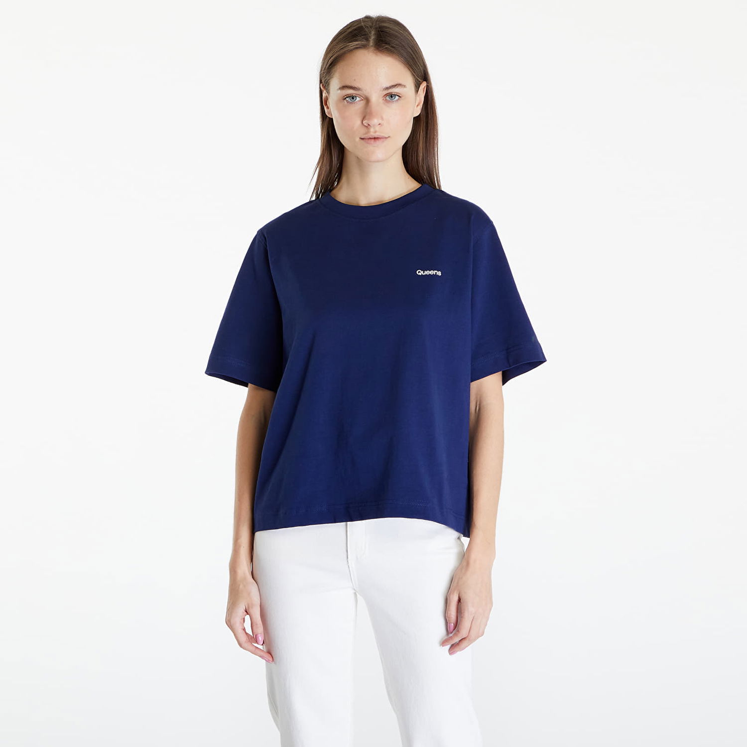T-shirt Queens Essential T-Shirt With Contrast Print Blue Mørkeblå | QNS_019, 0