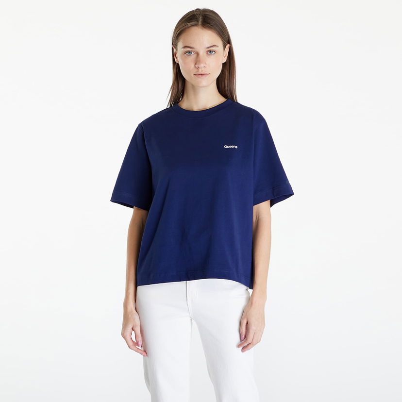 T-shirt Queens Essential T-Shirt With Contrast Print Blue Mørkeblå | QNS_019