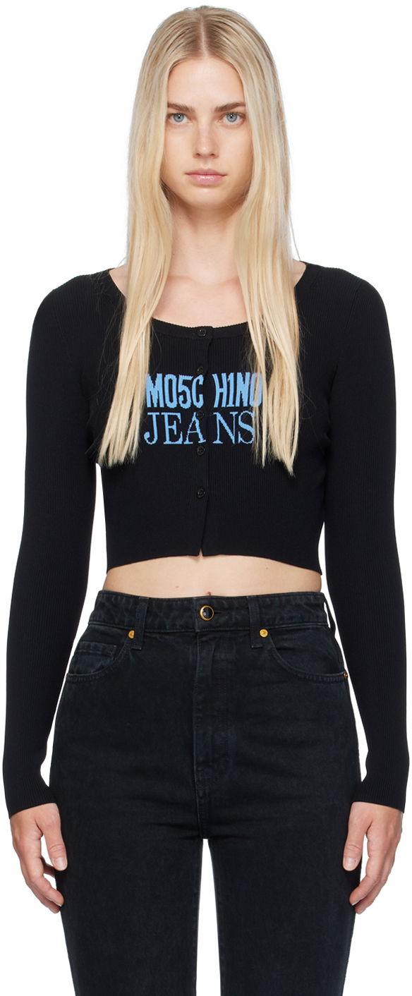 Sweater Moschino Jeans Ribbed Knit Cardigan Sort | 242K10927, 0