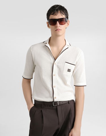 Polo skjorte Dolce & Gabbana Dolce & Gabbana Knitted Polo Shirt Hvid | GXVC3ZJBCH1M2826, 1