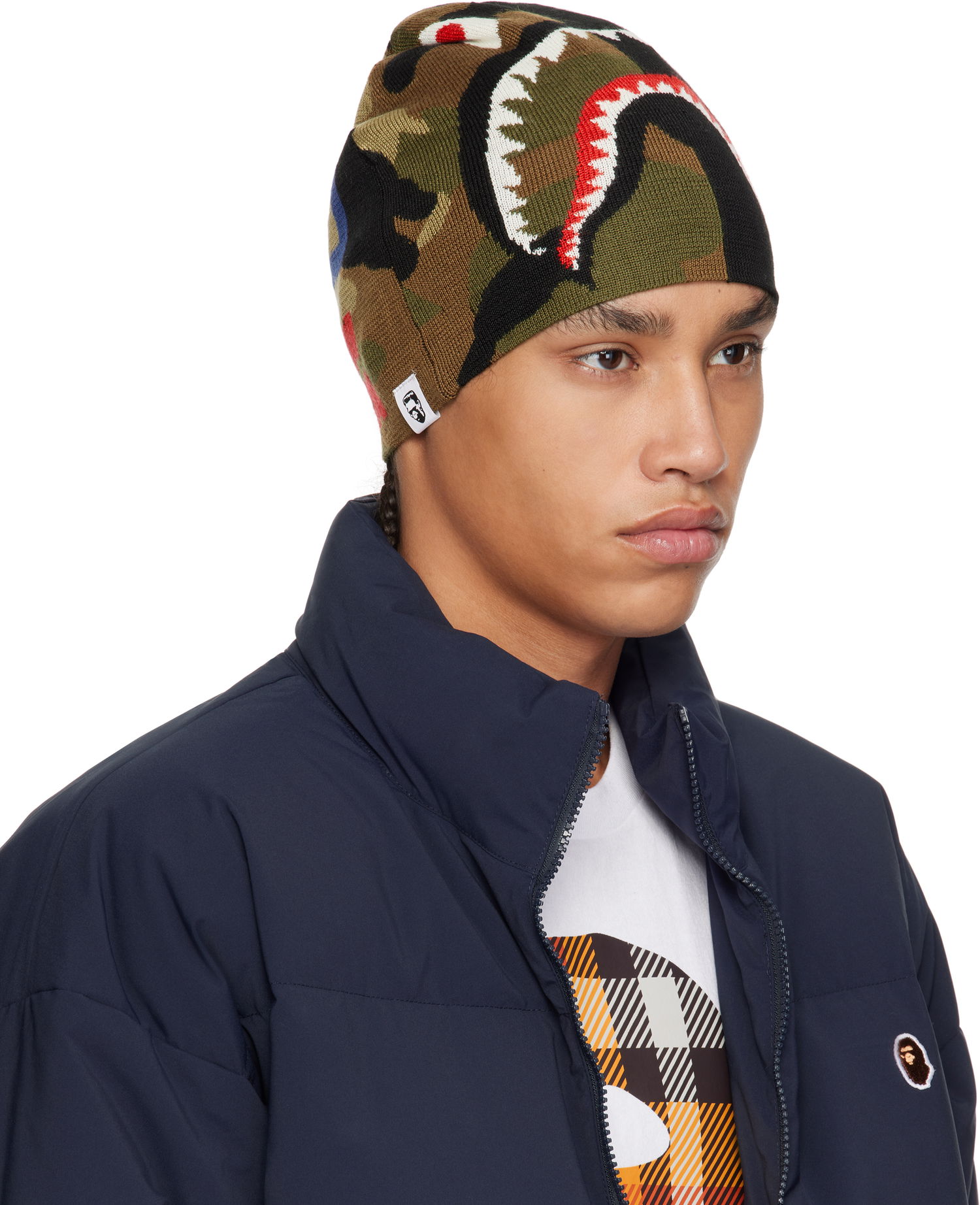 Beanie BAPE A Bathing Ape 1st Camo Shark Knit Beanie Grøn | 001HTK701006M, 1