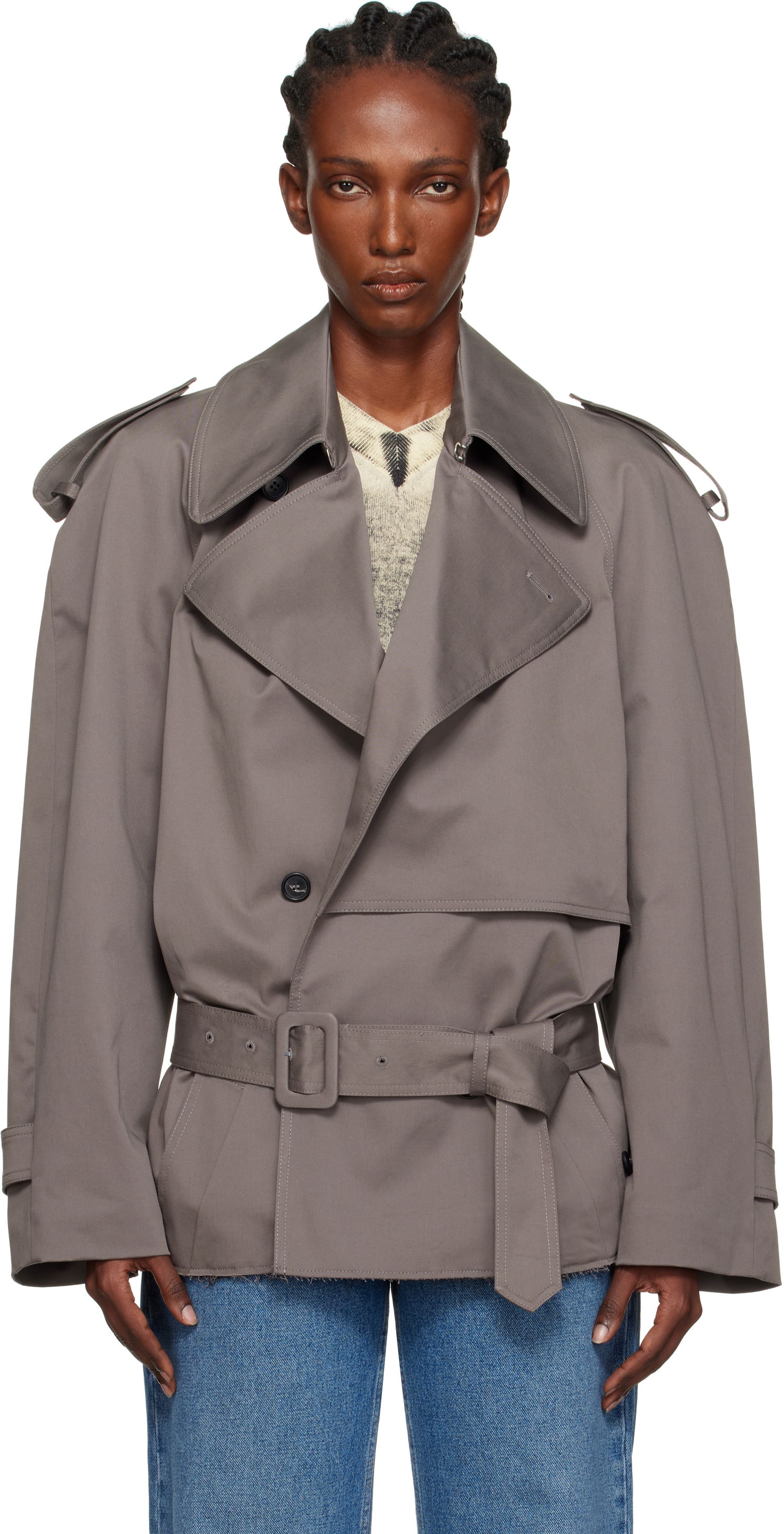 Trenchcoat Maison Margiela MM6 Maison Margiela Cotton Twill Sportsjacket Trench Coat Grå | S62AN0154 S54452, 0