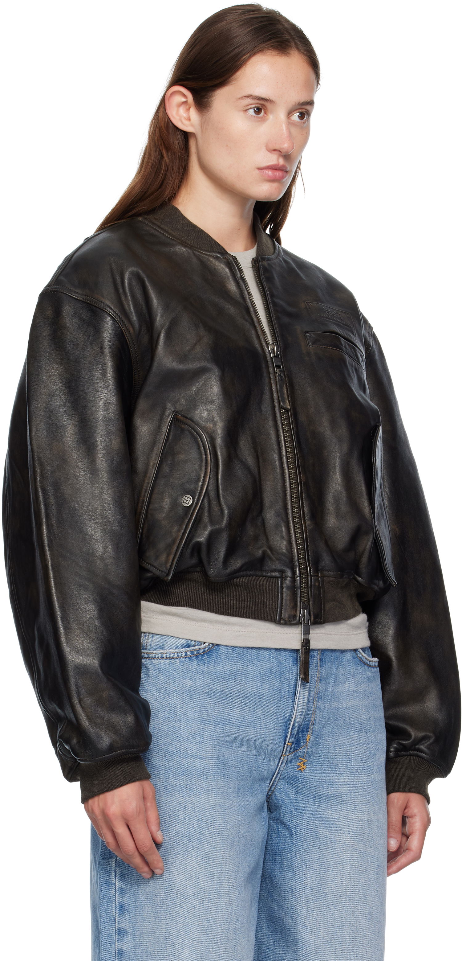 Bomberjakke Ksubi Ksubi Alpha Crop Leather Bomber Jacket Sort | WFA25JK009, 1