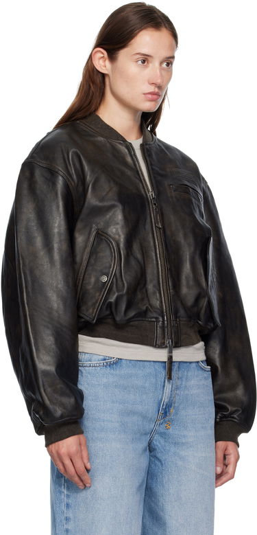 Bomberjakke Ksubi Ksubi Alpha Crop Leather Bomber Jacket Sort | WFA25JK009, 1