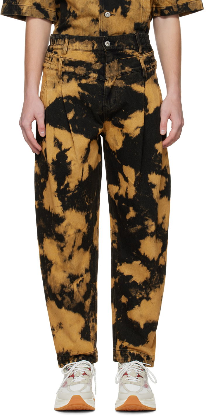 Bukser Feng Chen Wang Feng Chen Wang Tie-Dye Pleated Jeans Brun | FUF14TR05