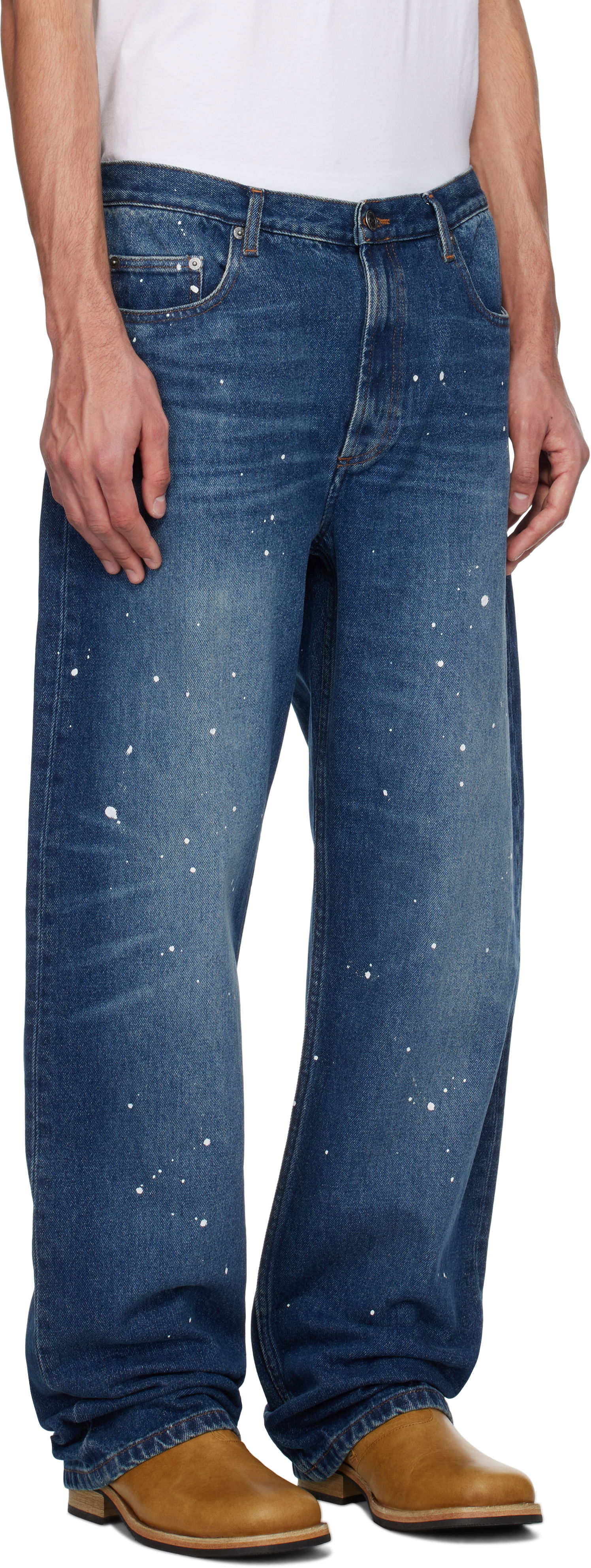 Jeans A.P.C. A.P.C. Relaxed Fit Paint Splatter Jeans Blå | COHGL-H09199, 1