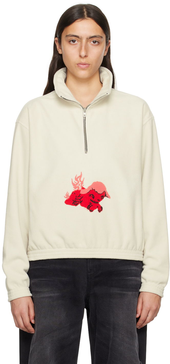 Sweatshirt We11done Pony Fleece Half-Zip Sweatshirt Hvid | WD-TS3-23-893-U-WH, 0